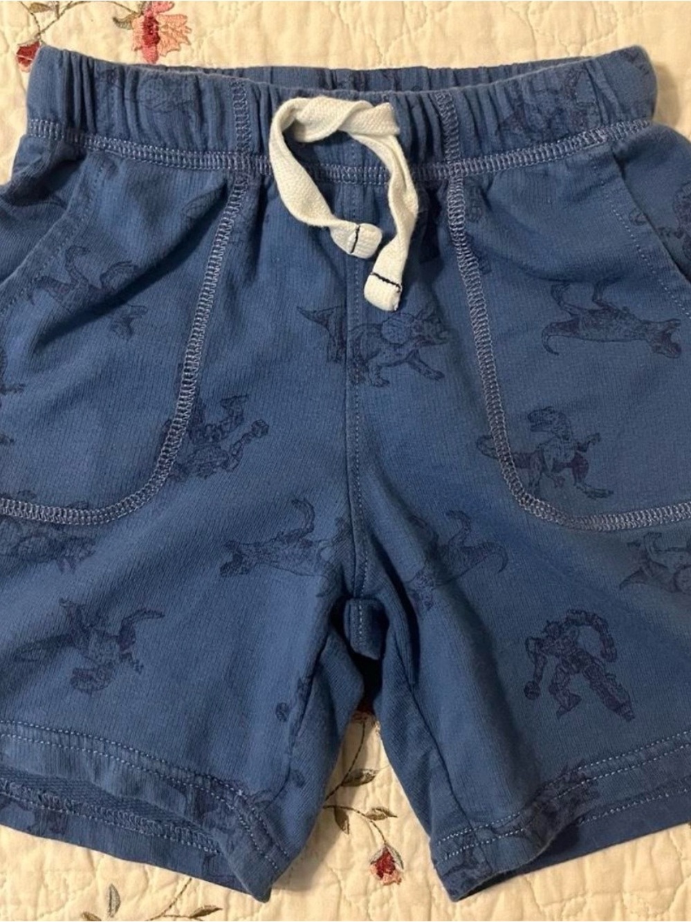Carter's Blue Jersey Drawstring Kids Shorts with Subtle Print